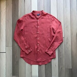 Zara Man Linen Shirt With Mandarin Collar